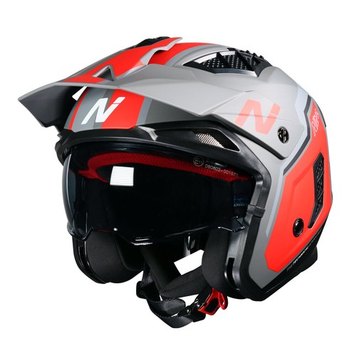 Nitro NZ302 Fighter Motorcycle Helmet Satin Black Red Gun - Picture 2 of 8