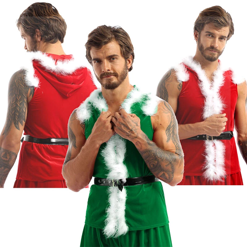 Weihnachtsmann-Mantel Für Herren – Roter Samt-Umhang Mit Kapuze – Warm Gefüttert – Perfekt Für Weihnachtsfeiern & Festtage