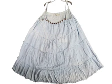 Isola Bella Denim Pleated Beach Dress Women Sz M Blue Travel Island Cottagecore