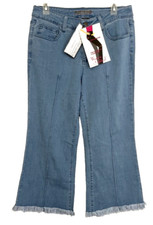 New Women with Control Frayed Crop Jeans 12P Blue Denim A350918 Women EE731