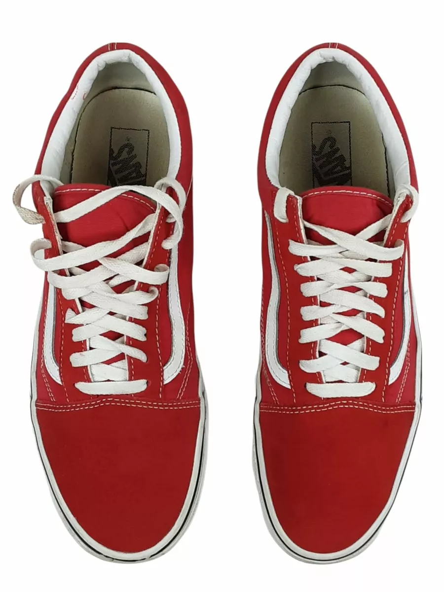 White vans with red cheap bottoms