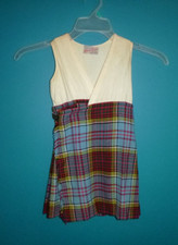 Vtg 50s Lawrie of Glasgow Little Girls Wool Kilt Red Blue Anderson Tartan Sz 4/5
