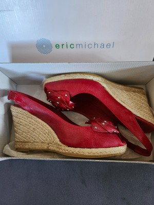 NIB Eric Michael red leather wedges, U.S. 5, EU 35 Made in Spain