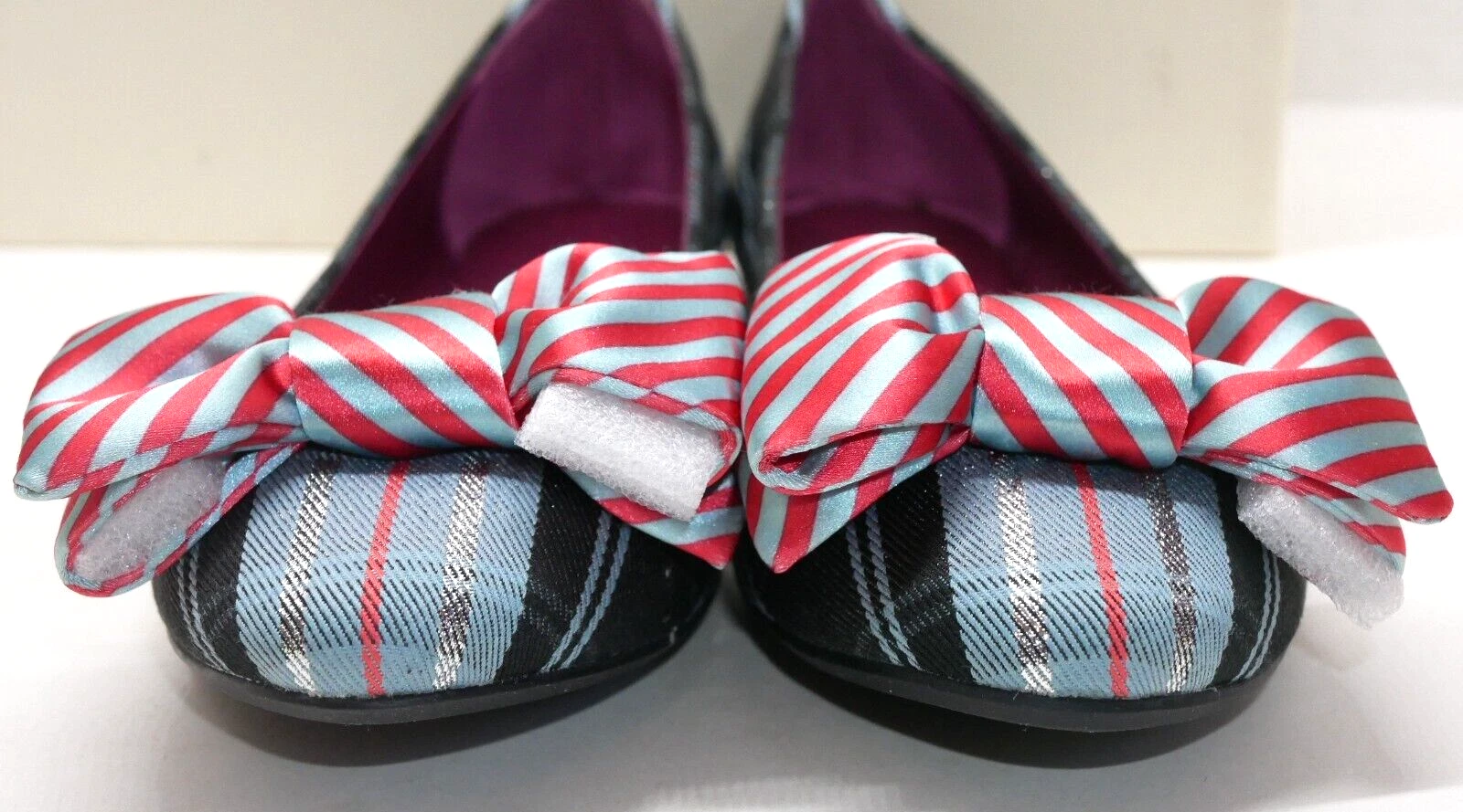 Scarpe eleganti piatte COACH Poppy Cambria tartan balletto a quadri fiocco grande taglia 5 0 M