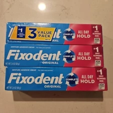 Fixodent Original Denture Adhesive Cream 2.4oz 3 Pack