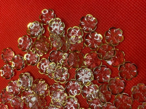 13mm Buttons Round Small Gold Rim Clear Rose Flower Baby Cardigans Knitting - Picture 3 of 8