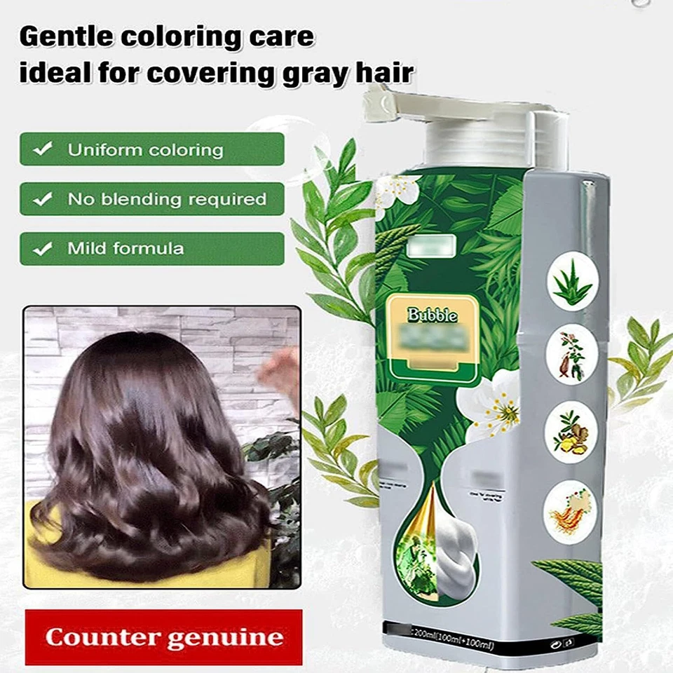 Dailypurc- 蔬菜提取物 适用于 GreyHair 颜色泡泡染料,灰发洗发水 — 第 3/4 张图片