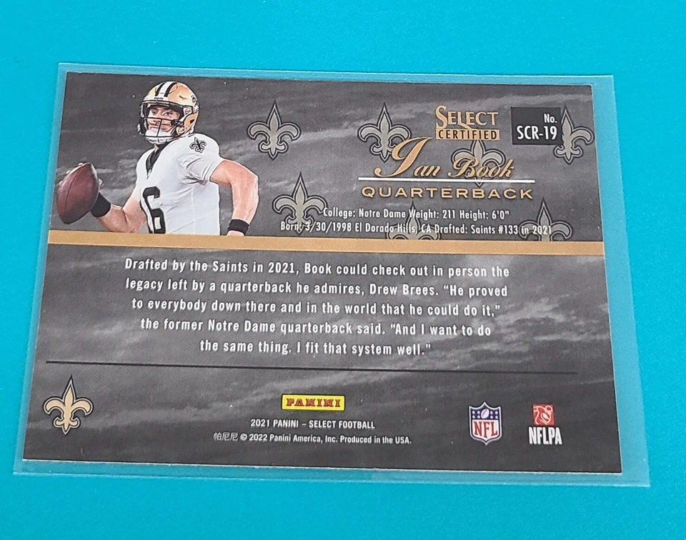 2021 Select Ian Book CERTIFIED Rookie Card RC #SCR-19 New Orleans Saints -- d - Image 3 of 4