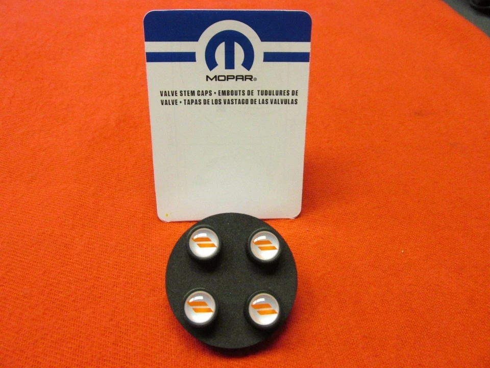 Dodge Ram tire valve stem caps Black And Silver w Dodge Logo NEW OEM MOPAR - Image 2 of 4