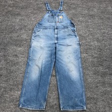 Carhartt R07 DST Mens Loose Fit Denim Bib Overalls 40x30 40x28 Distress Paints