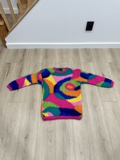 Vintage Classiques Mohair Acrylic Fuzzy Colorful Retro Sweater Size XS Oversized