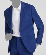 Hugo Boss Men's Blue Modern-Fit Wool Stretch Sport Coat Suit Jacket Size 46R