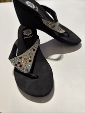 Yellow Box Women's Wedge Clear Jeweled Sandals Birder Size 7 US