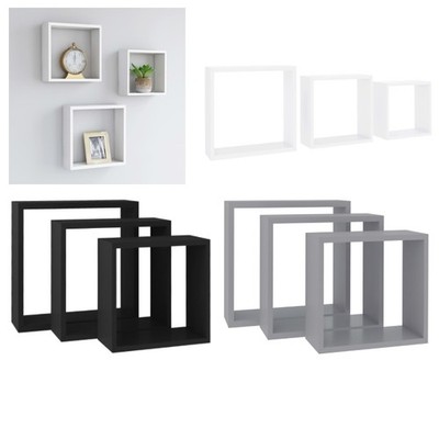 3-tlg. Wandregal Set Würfelregal Bücherregal Hängeregal CD DVD Cube MDF Regal