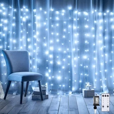 900 LED 30 x 9.5 Ft Christmas Curtain Lights 8 Modes Outdoor Fairy Lights wit...