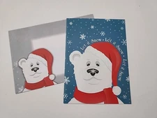 Polar Bear In Santa Hat Merry Christmas Holiday Seasons Greetings Card 