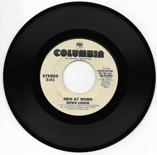Men At Work, Down Under 45 1981 VG Columbia Demo Record