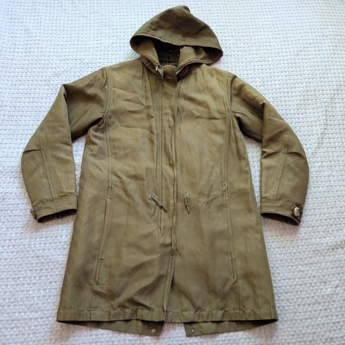 A.P.C. Coat Adult XS Green Wool Fishtail Hooded Parka Quilted Lined Long