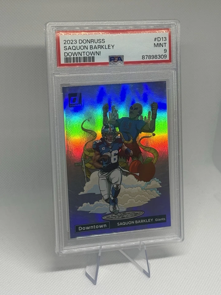 2023 Panini Donruss - Downtown! Saquon Barkley #D-13 PSA 9 - Image 3 of 4