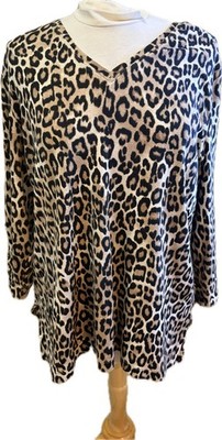 Chico s Women s Cheetah Print Top, XL
