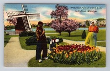 Holland MI-Michigan, Windmill Park, Tulip Time, c1951 Antique Vintage Postcard