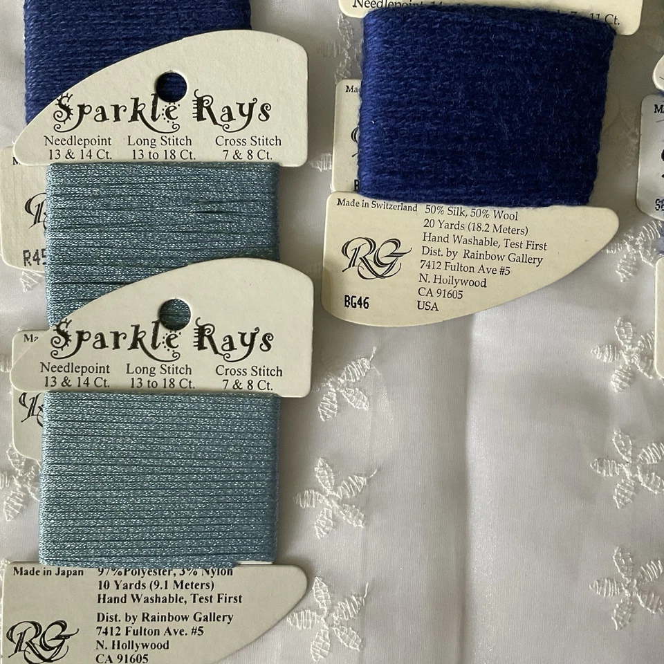 Needlepoint Embroidery Thread Collection Lot of 7 Blues Rainbow Gallery New - Image 4 of 4