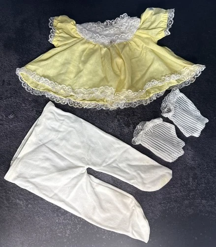 Vintage Cabbage Patch Kids Coleco Yellow Lace Dress, Tights, Lace Socks