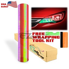 Extra Wide Neo Chrome Red Chameleon Headlight Taillight Tint Film Vinyl Lights