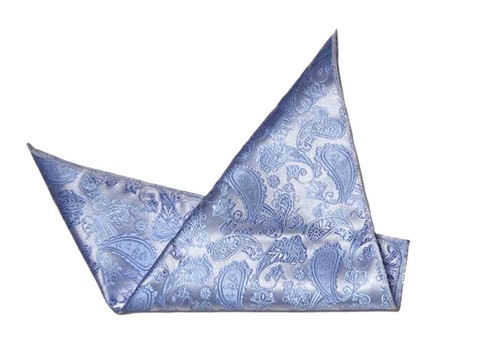 Gascoigne Blue White Paisley Pocket Square Men's - Afbeelding 3 van 3