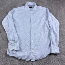 Eton Shirt Mens 16.5 Large Blue White Spotted Button Up Commuter Business Office