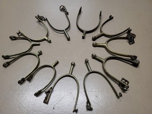 Lot Of 11 Spurs English Equestrian Golden Steel Mixed Western Wagon Wheel Wall33