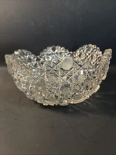 Beautiful Heavy Antique American Brilliant Deeply Cut Glass Bowl  3.6 Lbs *Read*
