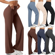 Women Straight Leggings Bottoms High Waist Workout Stretch Casual Wide Leg Pants