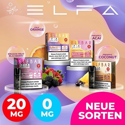 ELFA by ELFBAR 600 E-Zigarette Vape I Liquid Pods 2x 2ml mit 0mg / 20mg Nikotin