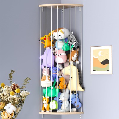 Stuffed Animal Storage & Toy Storage Organizer   Wooden Corner Hammock Shelf ...