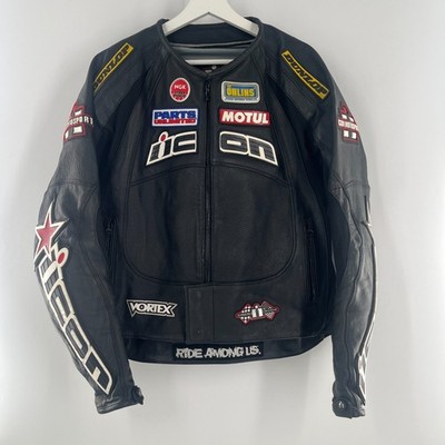 Icon Leather Merc Hero Motorcycle Jacket Logo Patch Padded Riding Armor Men's M