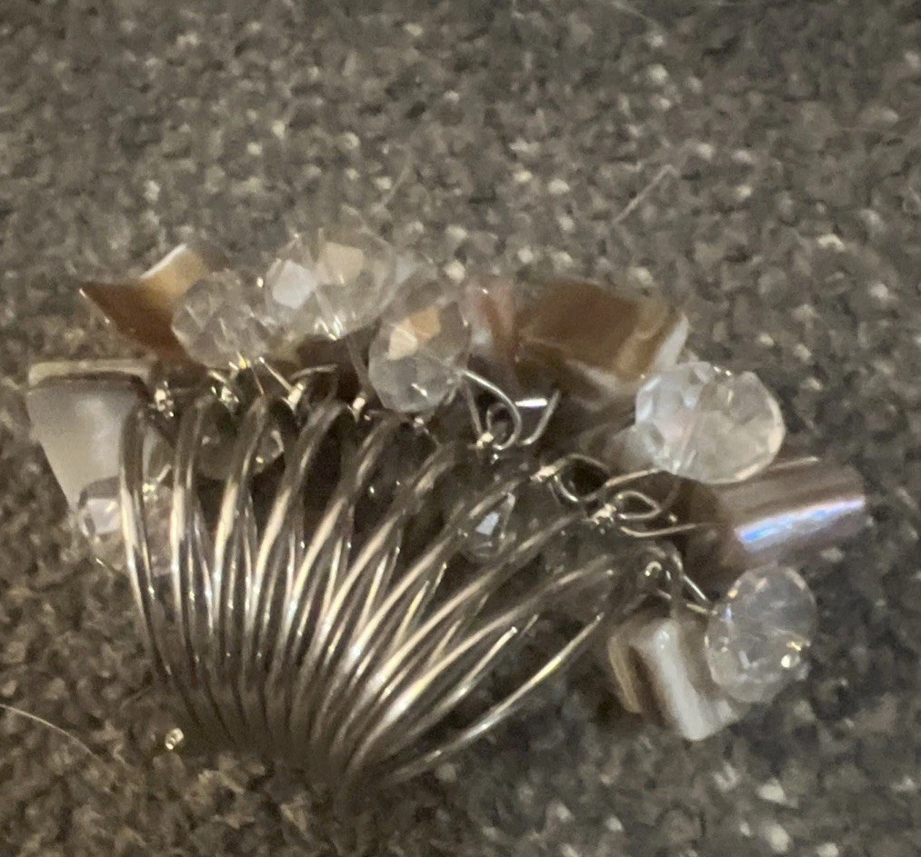 Multiple Thin Silvertone Bands With Cluster on To… - image 6