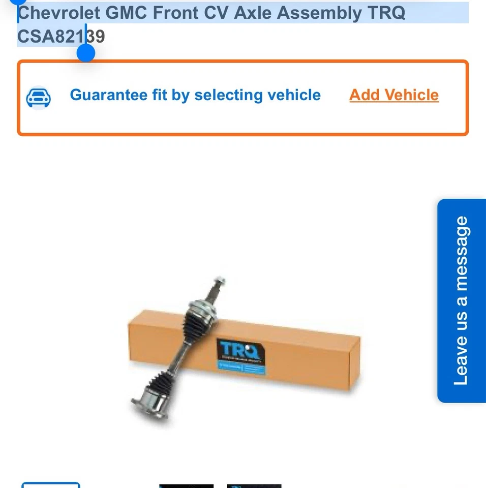雪佛兰 GMC 前 CV 轴总成 TRQ CSA82139 双 — 第 3/3 张图片