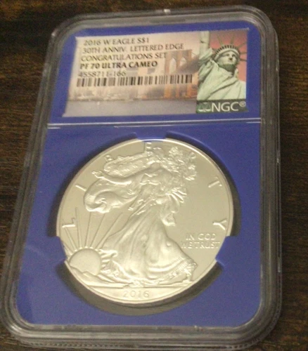 2016 W ASE 30th Anniv. Lettered Edge, Congratulations Set PF70 NGC