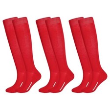 3 Pairs Baseball Socks Bulk Softball Sock Youth High Long Tube Medium Red