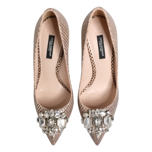 DOLCE & GABBANA Shoes Beige Leather Crystal Embellished Pumps EU36/US5.5 1120usd - Picture 3 of 10