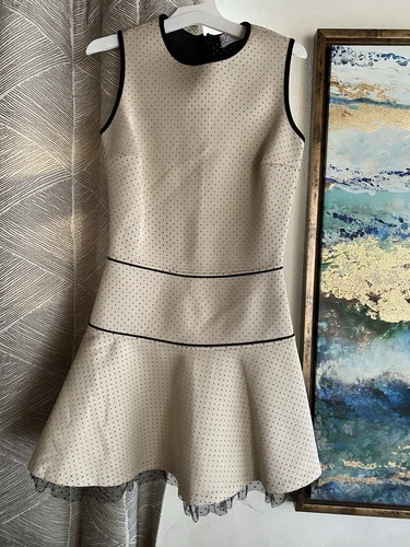 Mini Abito Rosso Valentino Cambio Donna Taglia XS Crema Nero Tipo Nylon Senza Maniche