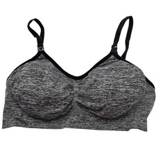 Motherhood Maternity Womens Sz L Gray and Black Nursing Bra Lightly Padded