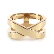 beautiful HERMES Ruban BIJOUTERIE FANTAISIE H motif Scarf Ring Gold Ladies