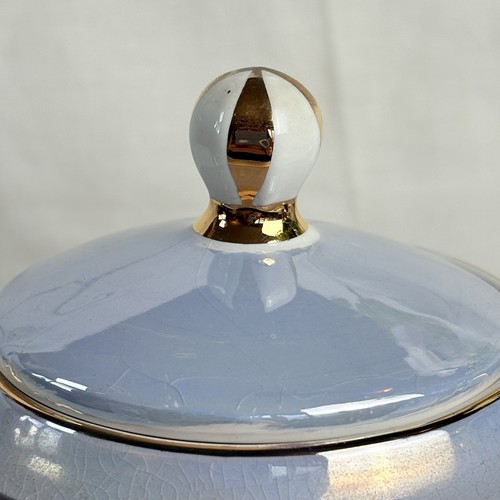 Vintage White Blue Gold Gibsons & Sons Teapot England Tea Pot Beehive Shape - Picture 2 of 11