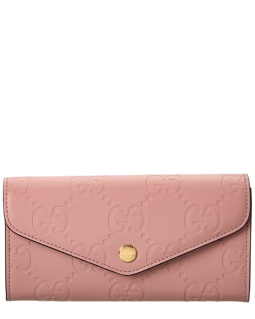 Gucci Gg Leather Continental Wallet Womens Pink 107990₽