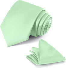 Black Tie Set in Gift Box Mens Solid Color 3.15" 8CM Black Necktie and Pocket