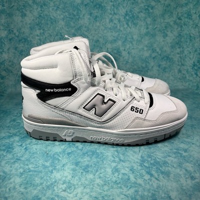 New Balance 650 White Black Men s Leather High Top Retro Shoes Size 13