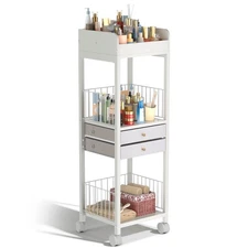 Makeup Organizer Cart, Rolling Floor Skincare Organizer and Storage
