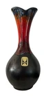 Vtg Haeger Black Mystique Orange Red Blue Lava Drip Glaze 8" Tulip Vase 4001 USA